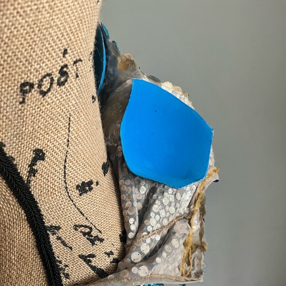 Turquoise rhinestone, nude mesh, one-of-a-kind samba dress (Queen or Muse) - Picture 4 of 10